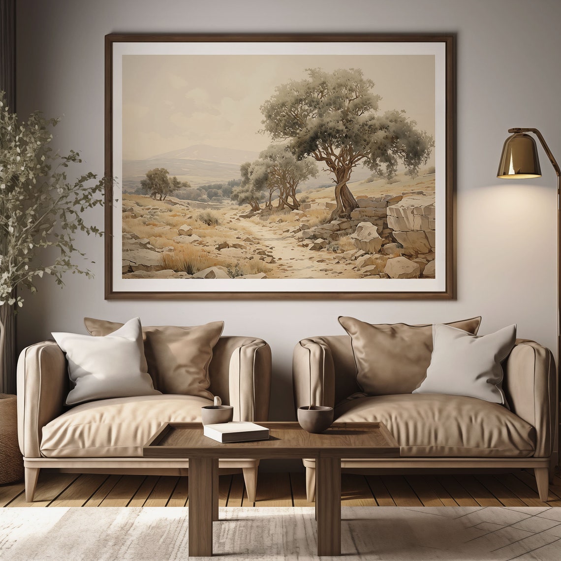 Rustic Olive Grove Rocky Path Golden Countryside Landscape Poster - Image 2