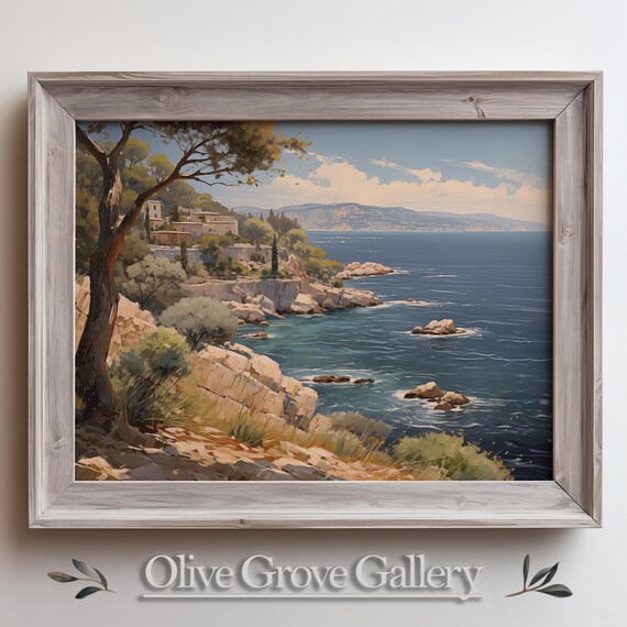 Rocky Mediterranean Coastline With Villa On Cliff Above Blue Sea Poster
