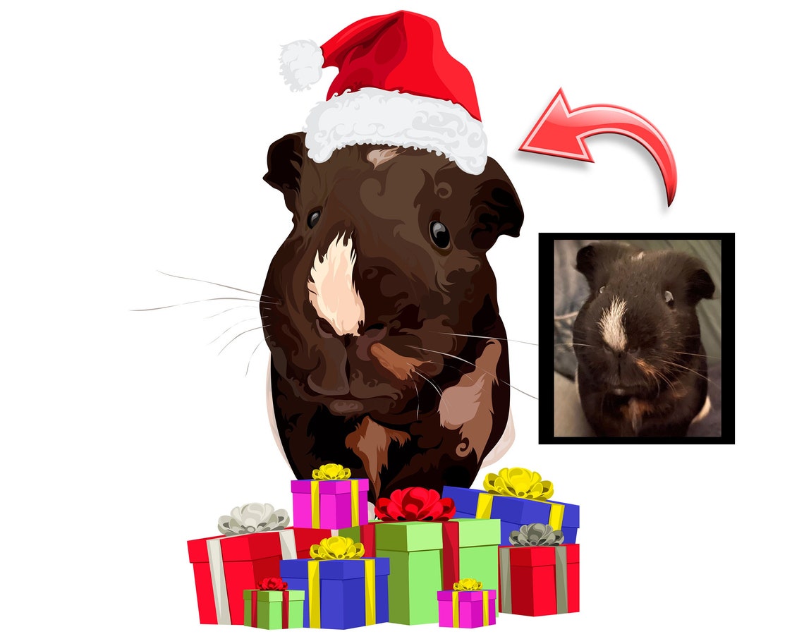 Custom Christmas Hamster Portrait in Santa Hat With Gift Boxes Poster - Image 5