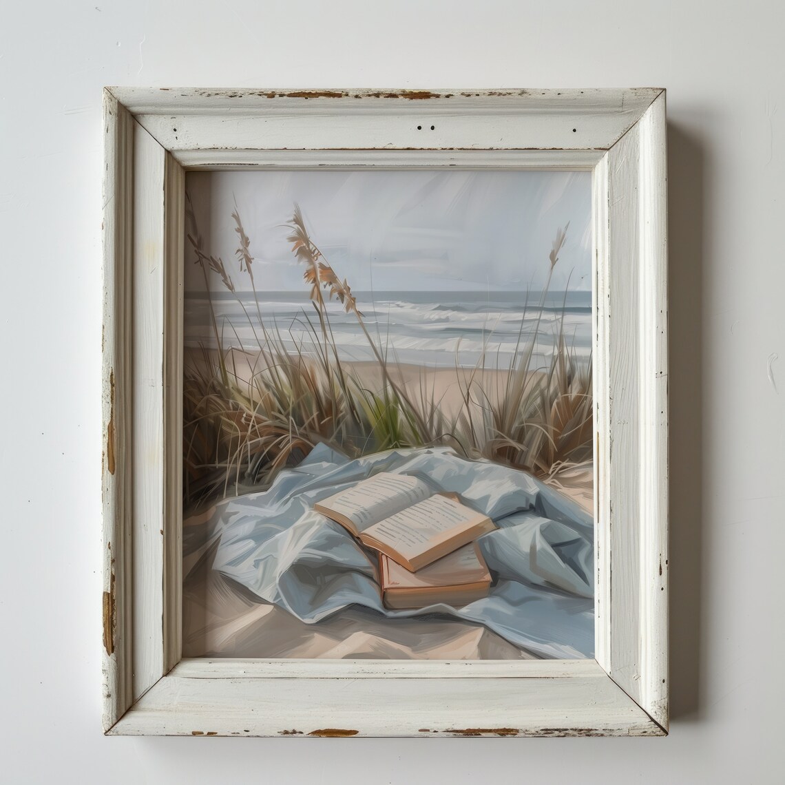 Vintage Books Beach Art Print, Seaside Home Decor - Image 4