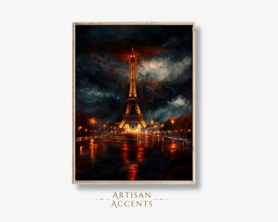 Eiffel Tower Oil Painting Wall Art Print History Art Monument France Home Decor Jpeg Artwork Fine