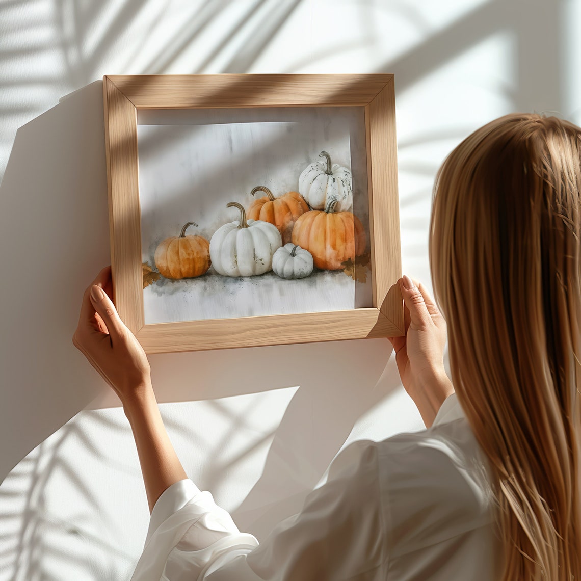 Autumn Pumpkins Harvest Cluster Watercolor Still Life Wall Art - Image 3