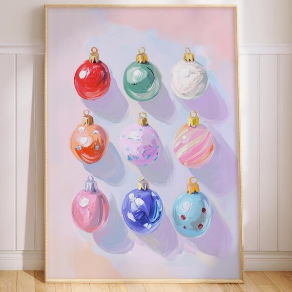 Colorful Christmas Ornaments Bauble Festive Holiday Decor Poster