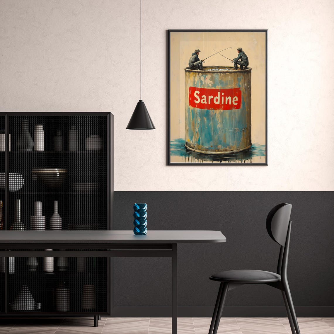 Sardine Print Poster Wall Art Sardine Fish Print Eclectic Wall Art Colorful Maximalist Poster - Image 3