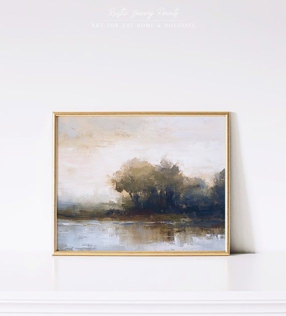 Vintage Trees Landscape Oil Painting Wall Art Vintage Print Country Landscape Moody Warm Tone Print Instant