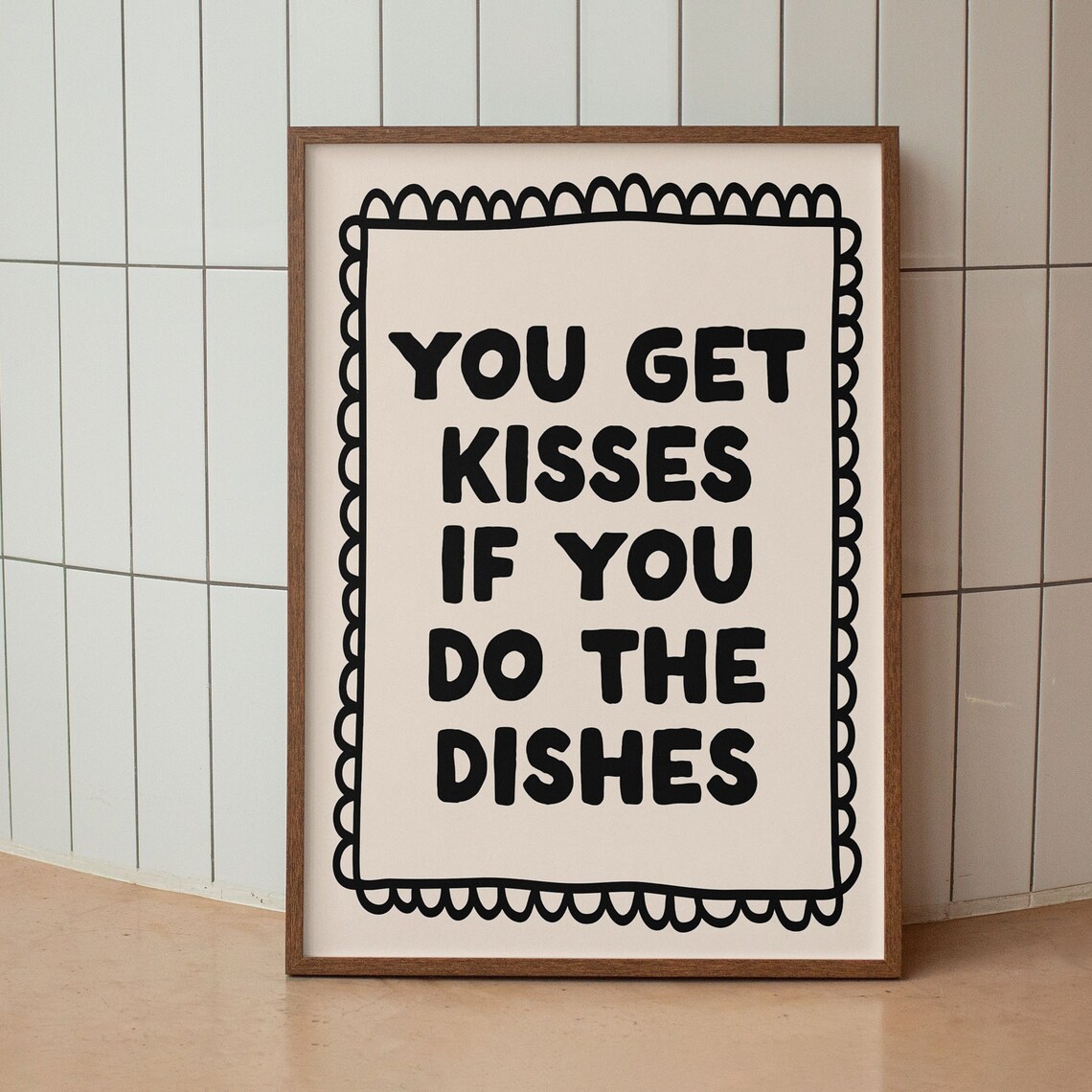 You Get Kisses If You Do The Dishes Retro Kitchen Poster