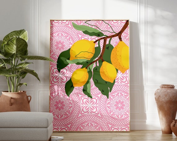 Lemon Wall Art Print Minimalist Kitchen Poster Tree Botanical Fruit Gift For The Home