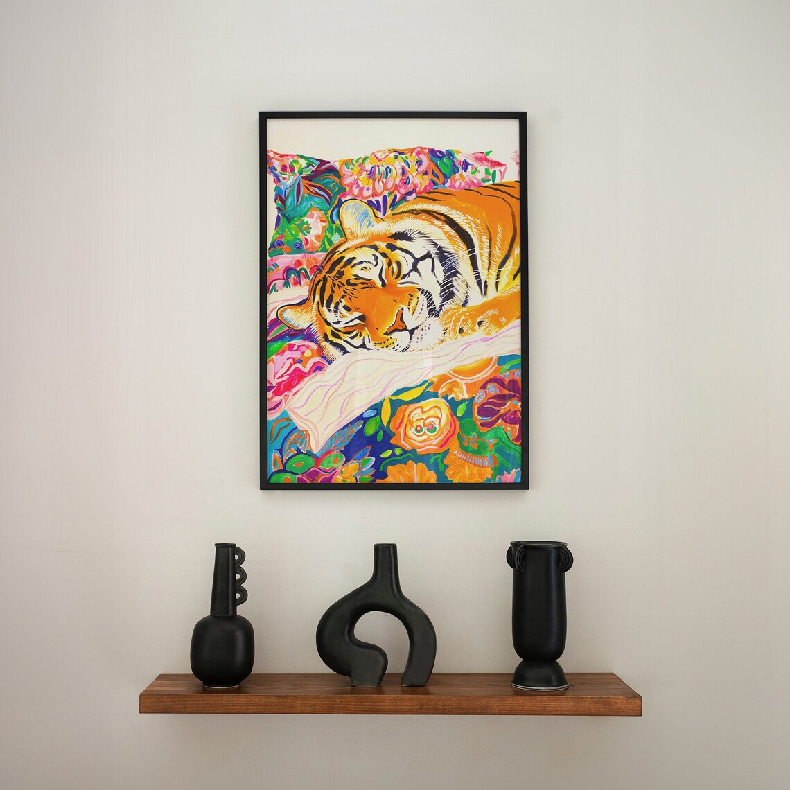 Sleeping Tiger Maximalist Oil Painting Poster - Image 4