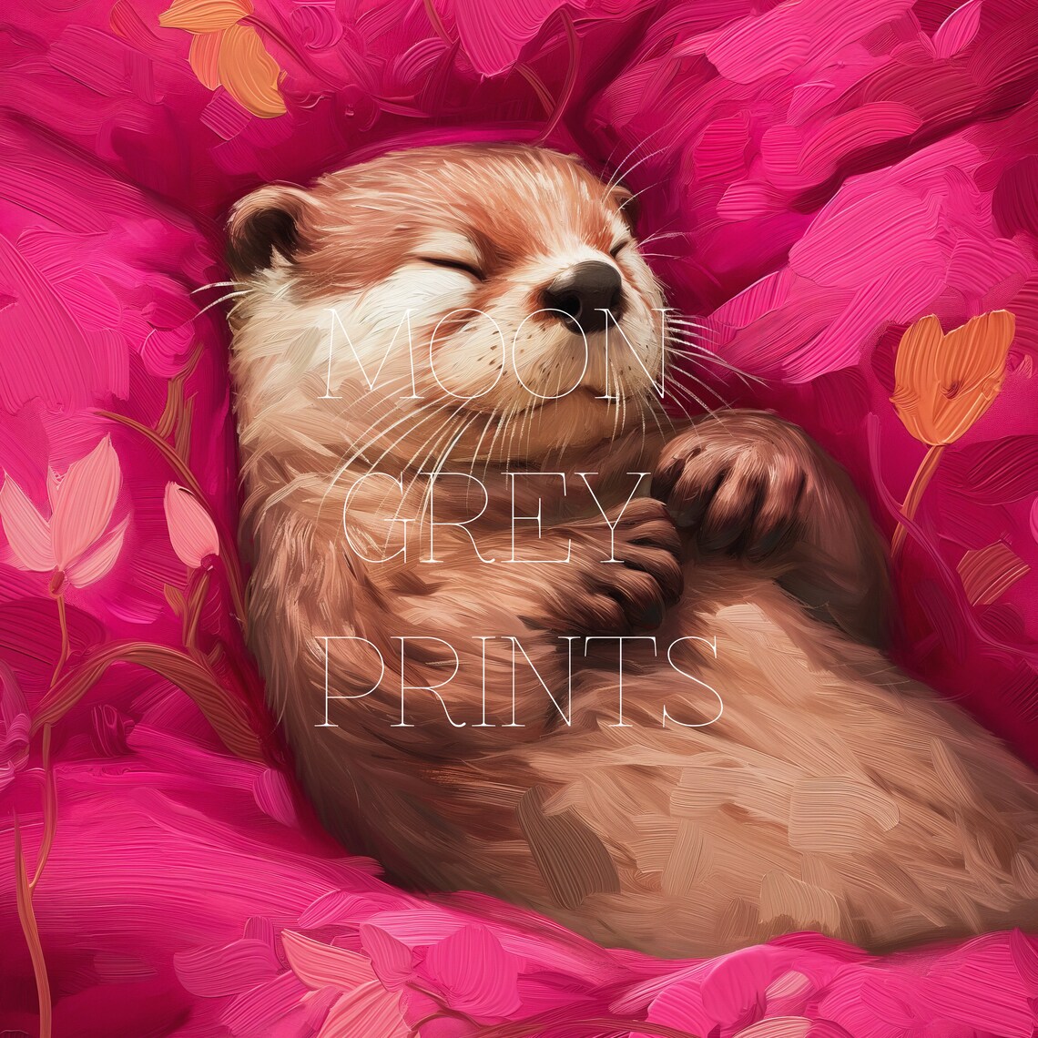 Cute Otter, Vivid Maximalist Animal Poster - Image 2