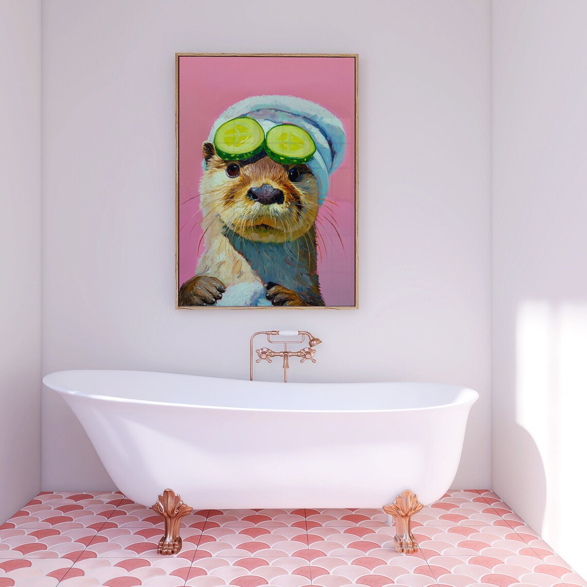 Cute Otter, Maximalist Bathroom Decor Art Print - Image 5