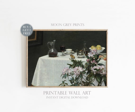 Moody Still Life Vintage Oil Painting Art Print