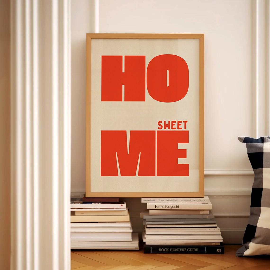 Home Sweet Me Bold Red Retro Typography Poster For Modern Home Decor