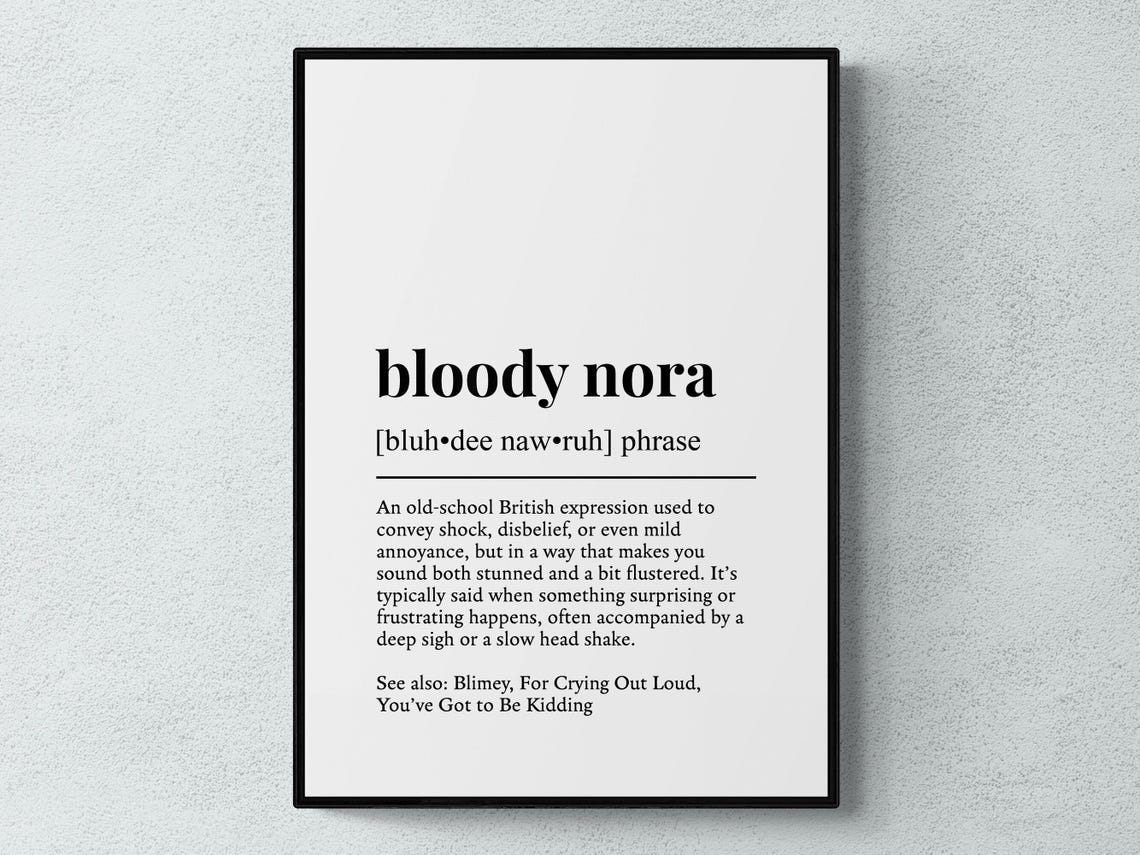 Bloody Nora Classic British Slang Expression Definition Poster