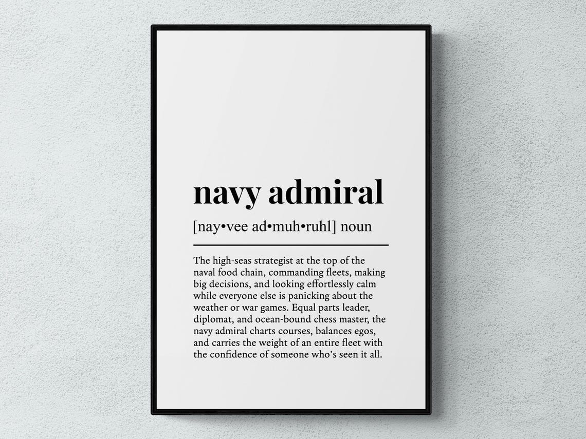 Navy Admiral Funny Definition Job Work Gift Wall Art Print