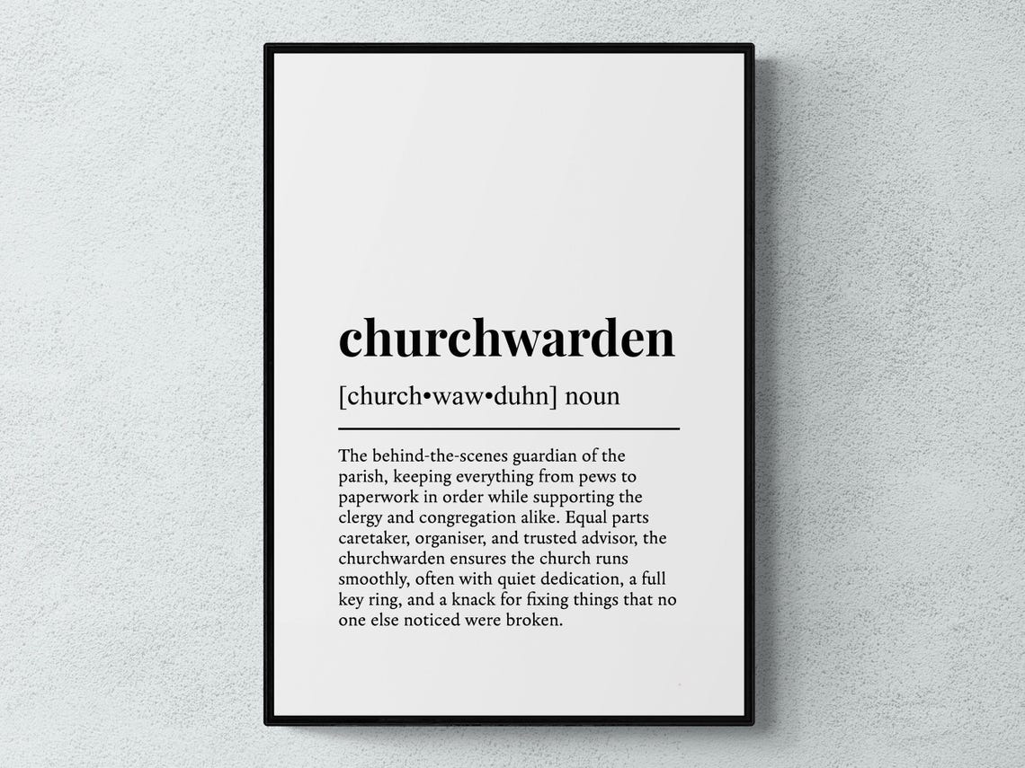 Churchwarden Funny Dictionary Definition Monochrome Typography Poster