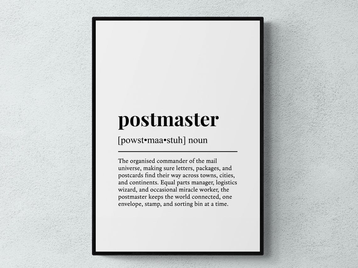 Postmaster Funny Definition Job Work Gift Wall Art Print
