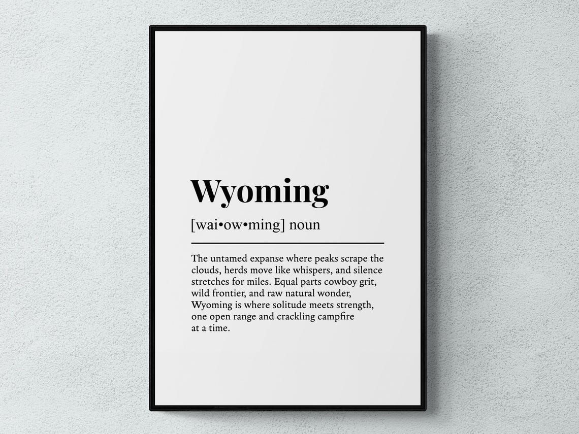 Wyoming Funny Dictionary Definition Noun Minimalist State Poster