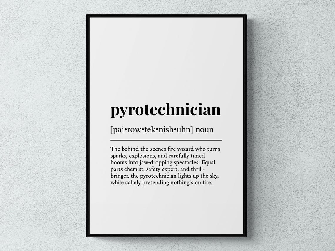 Pyrotechnician Funny Definition Job Work Gift Wall Art Print