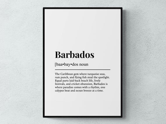 Barbados Funny Definition Caribbean Gift Wall Art Print