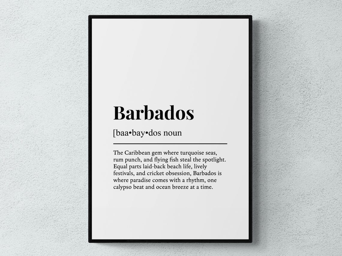 Barbados Dictionary Definition Funny Quote Travel Souvenir Gift Poster