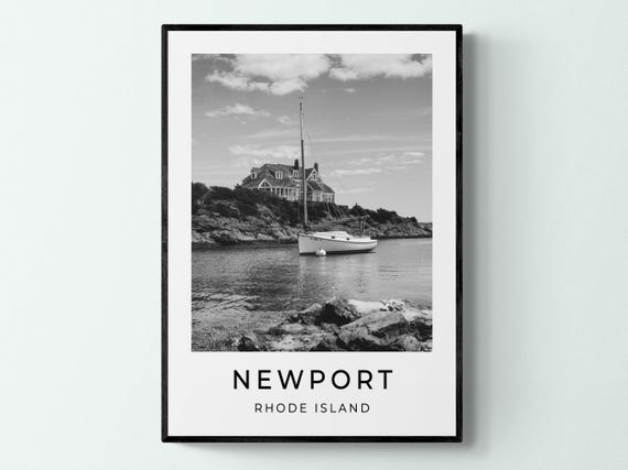 Newport Print Rhode Island Travel Poster Black And White Monochrome Print Travel Wall Art