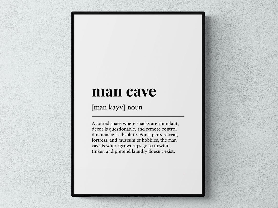Man Cave Funny Dictionary Definition Guys Retreat Decor Poster
