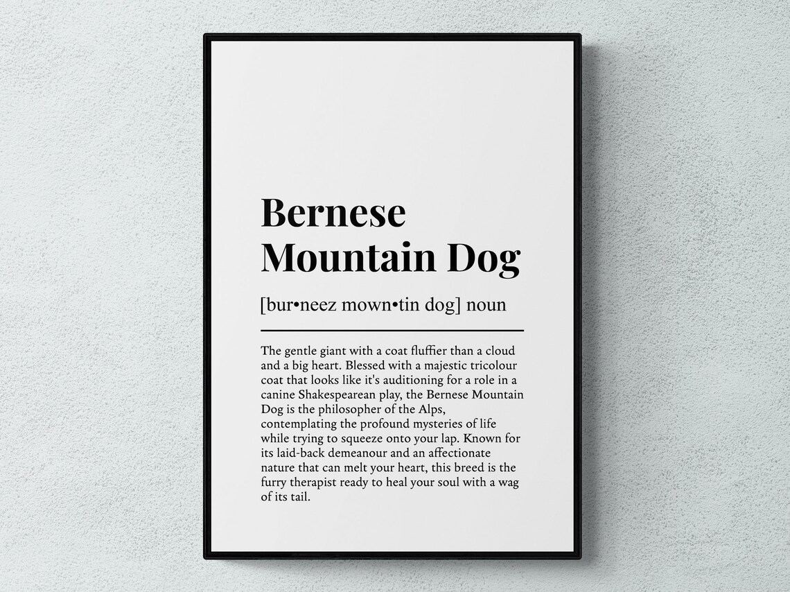 Bernese Mountain Dog Funny Definition Wall Art Print