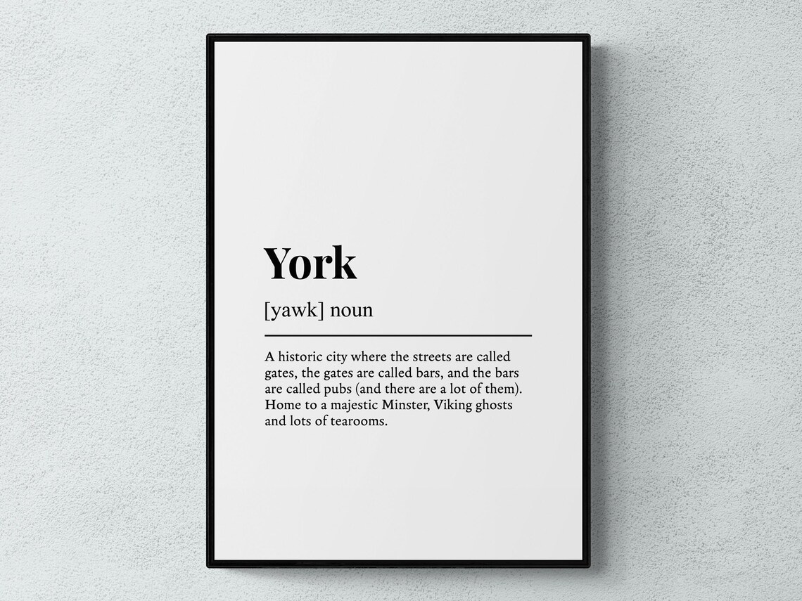 York Funny Definition Art Print, Humorous Typography