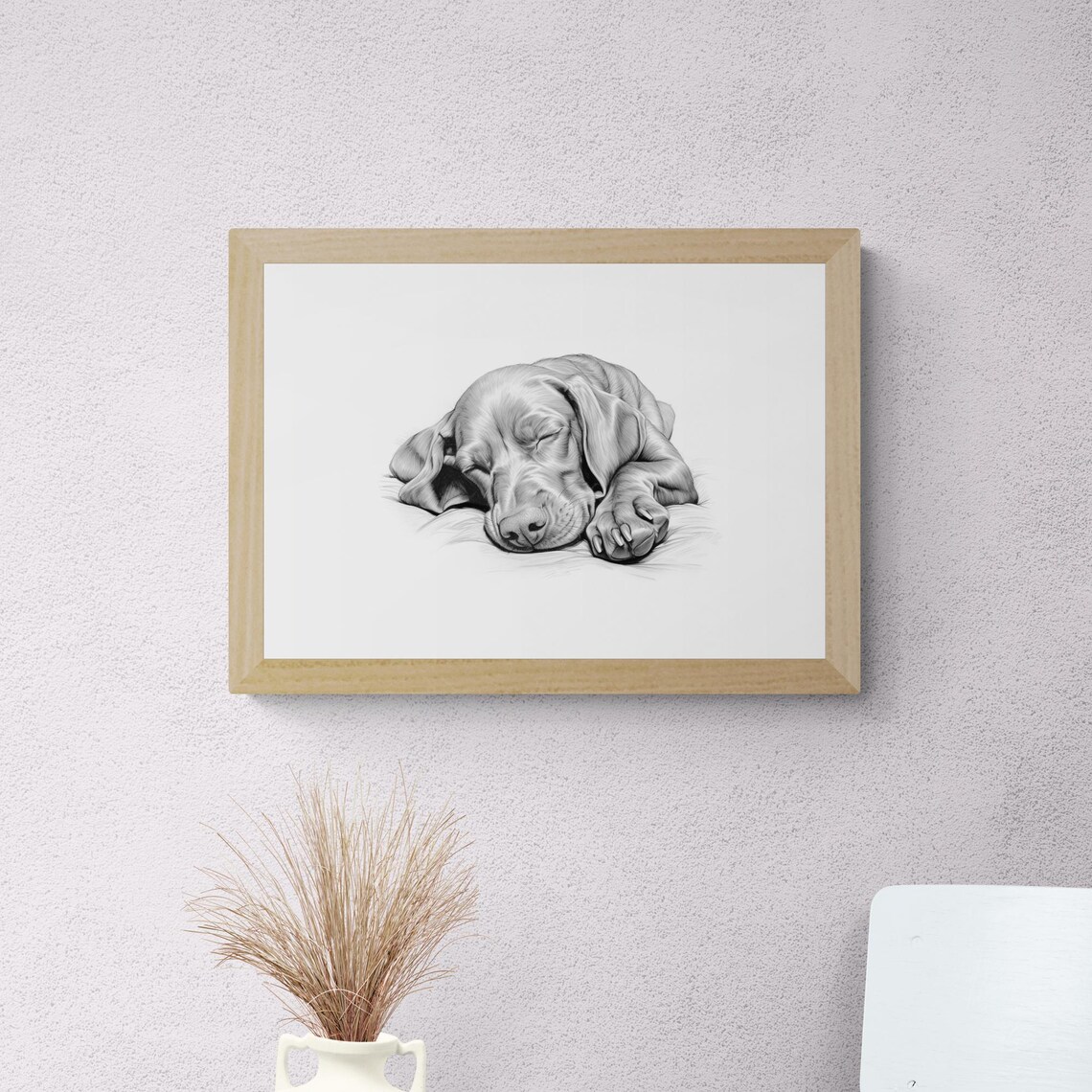 Sleeping Vizsla Vintage Dog Sketch, Farmhouse Art Print - Image 2