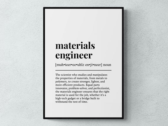 Materials Engineer Funny Definition Job Work Gift Wall Art Print