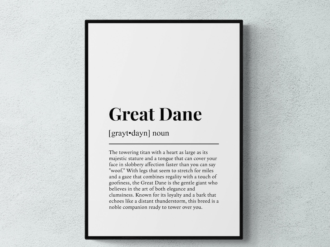 Great Dane Funny Definition Dog Poster Print
