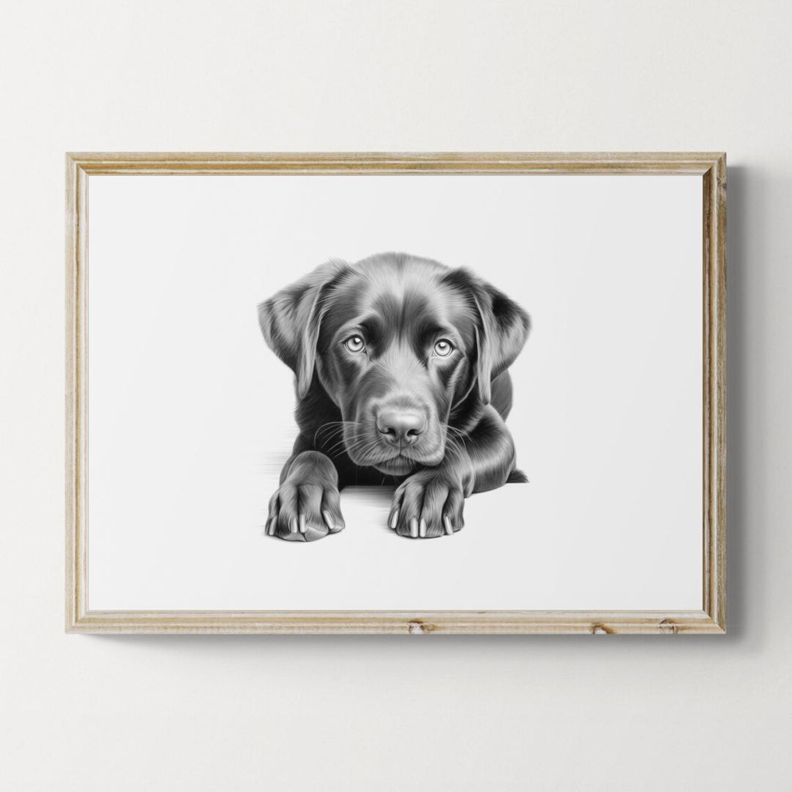 Labrador Retriever Cute Black Puppy Sketch Farmhouse Decor Dog Poster