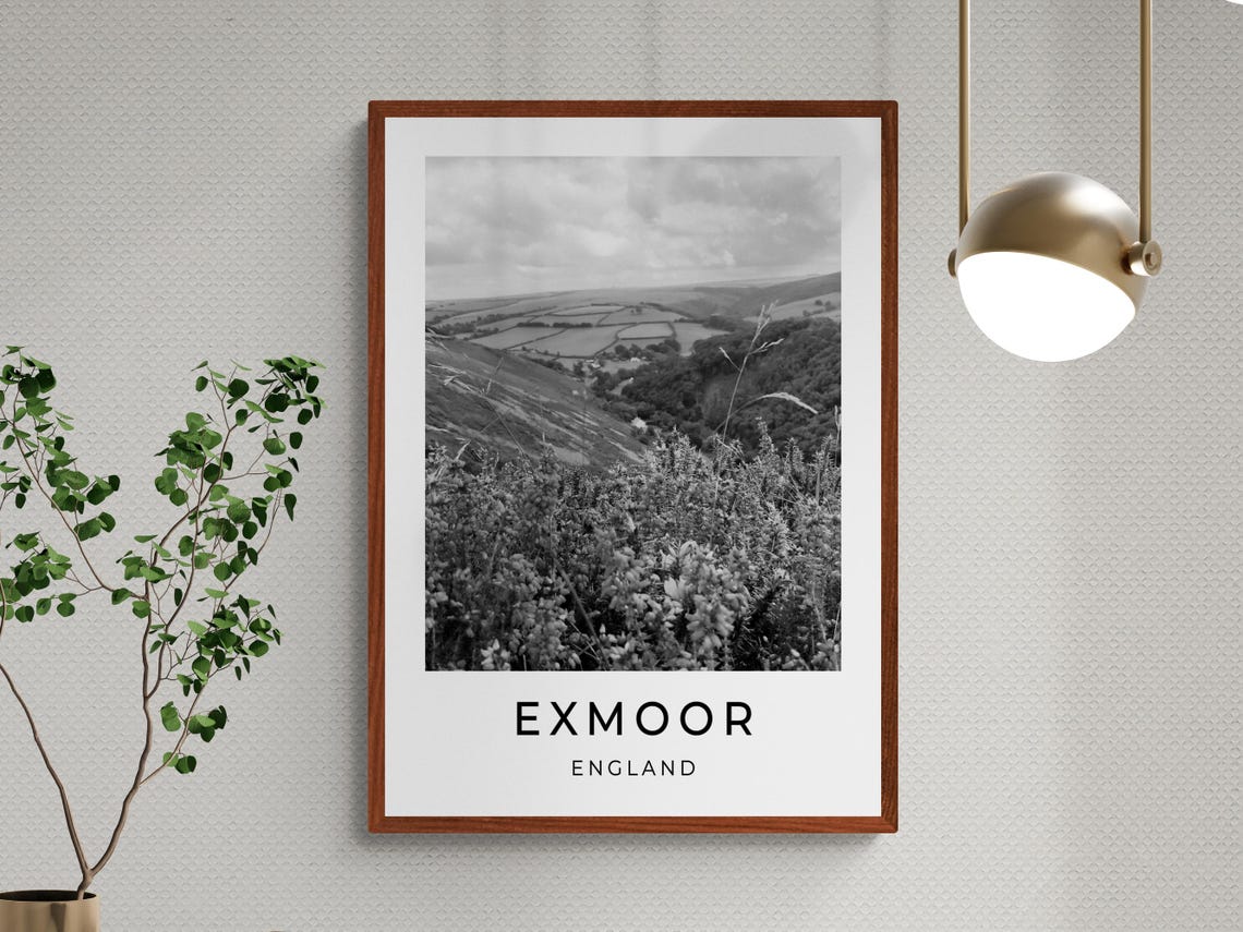 Exmoor England Patchwork Fields Wooded Combe Heather Hillside Poster - Image 3