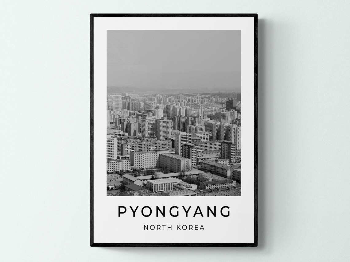 Pyongyang North Korea Apartment Towers Cityscape Monochrome Poster