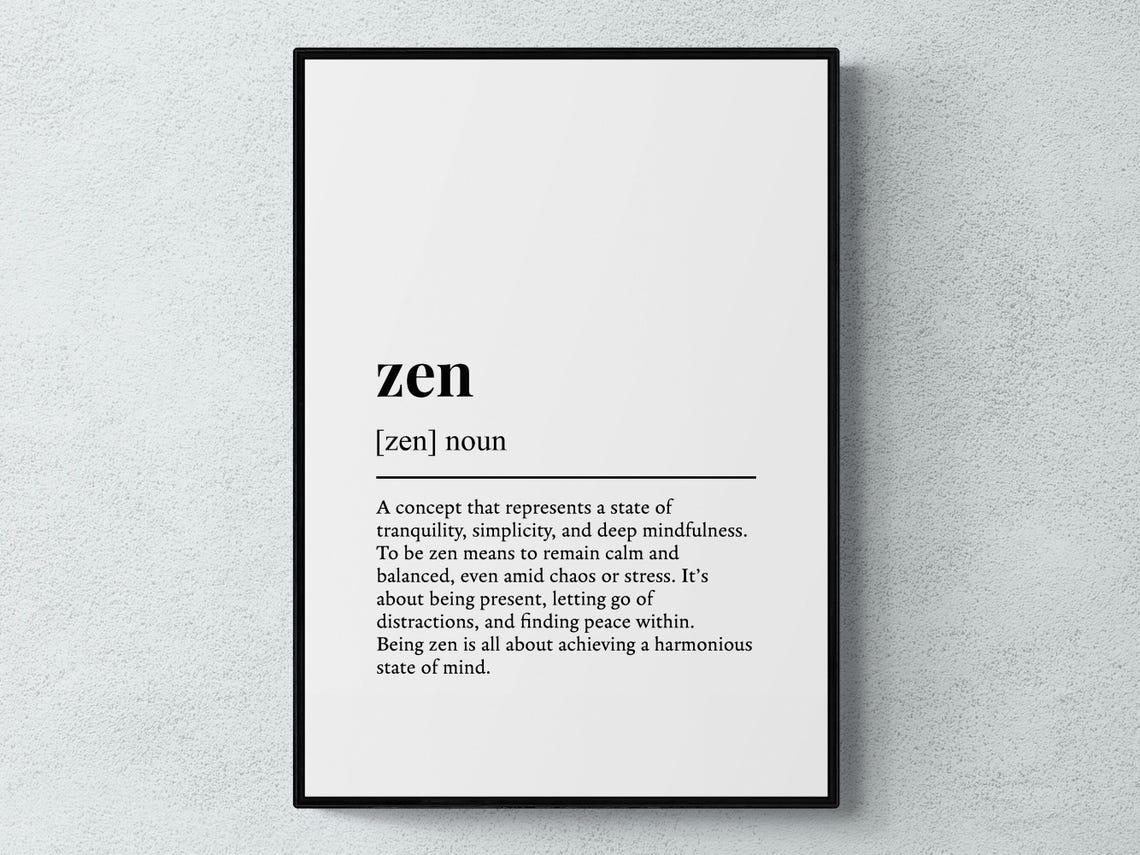 Zen Definition Gift Wall Art Print