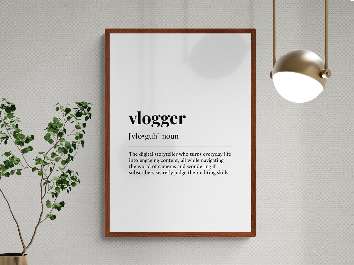 Vlogger Funny Definition Dictionary Style Wall Art Office Gift - Image 3
