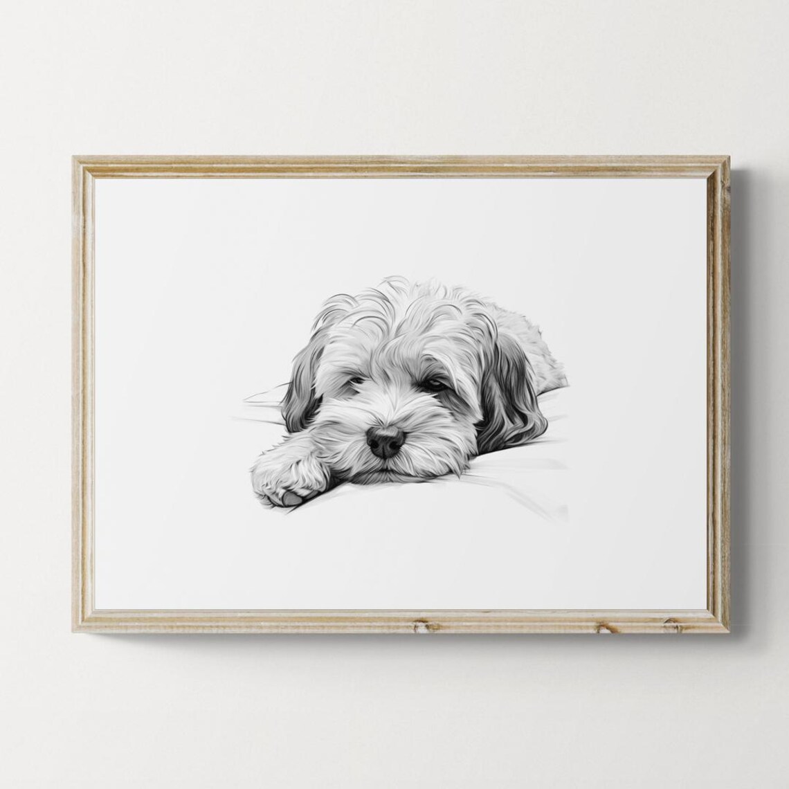 Sleeping Lhasa Apso Vintage Dog Sketch Art Print