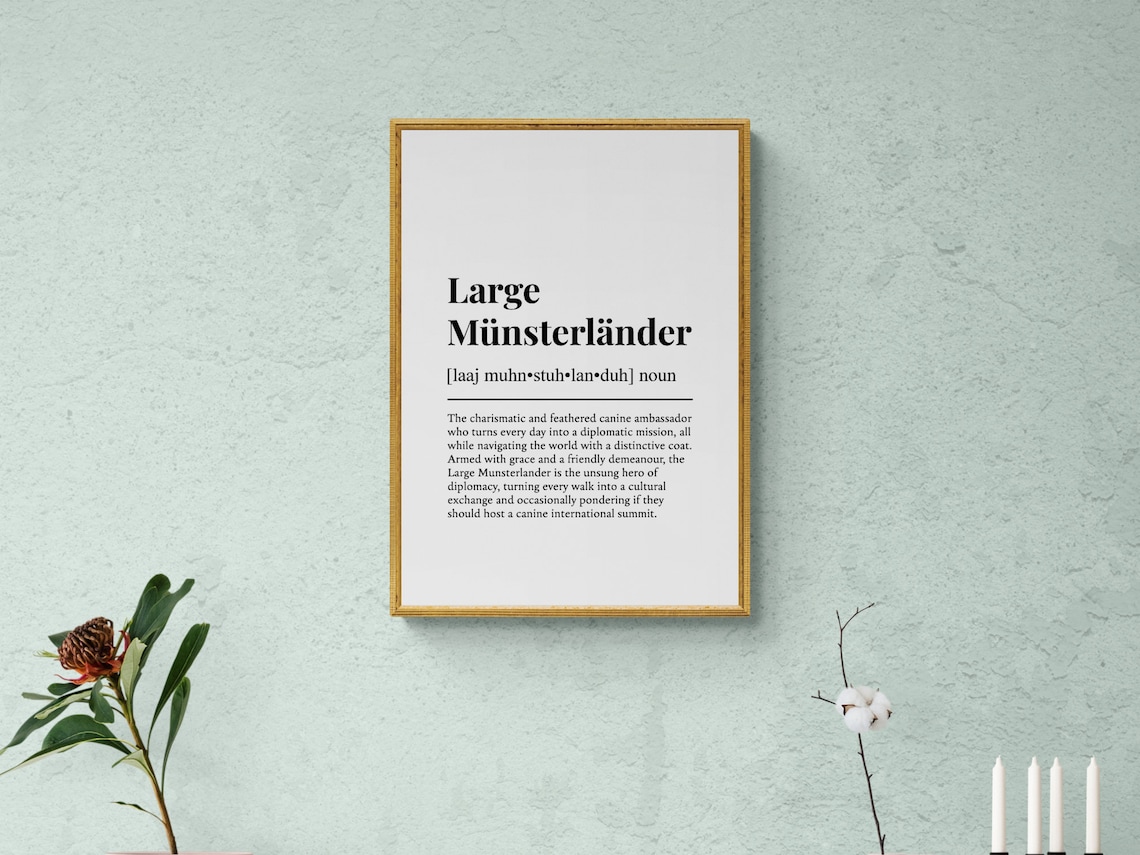 Large Munsterlander Funny Definition Dog Art Print - Image 2