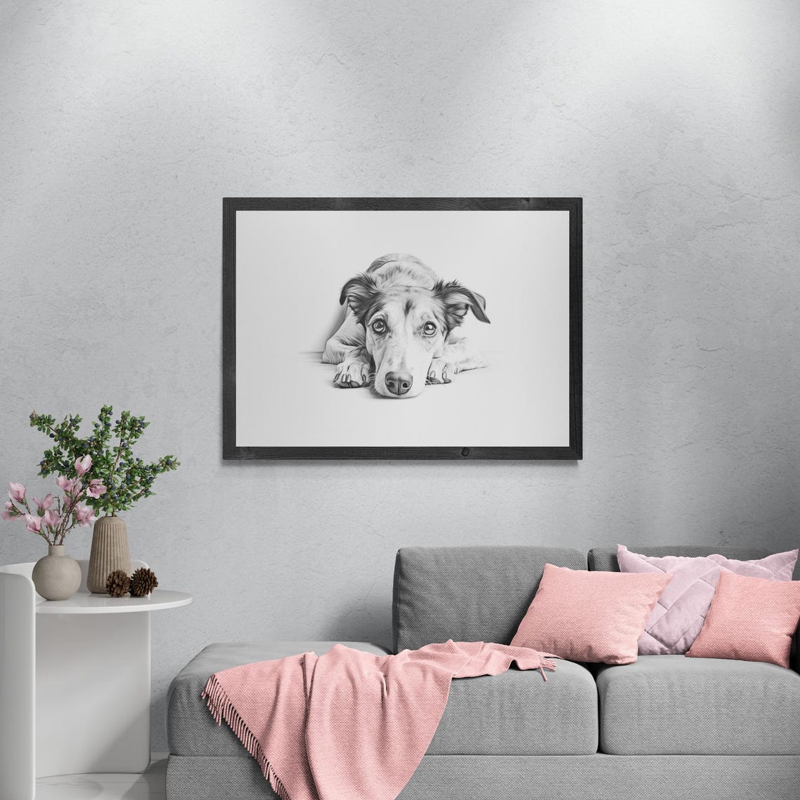Lurcher Lean Sighthound Sketch Lying Down Vintage Dog Poster - Image 3