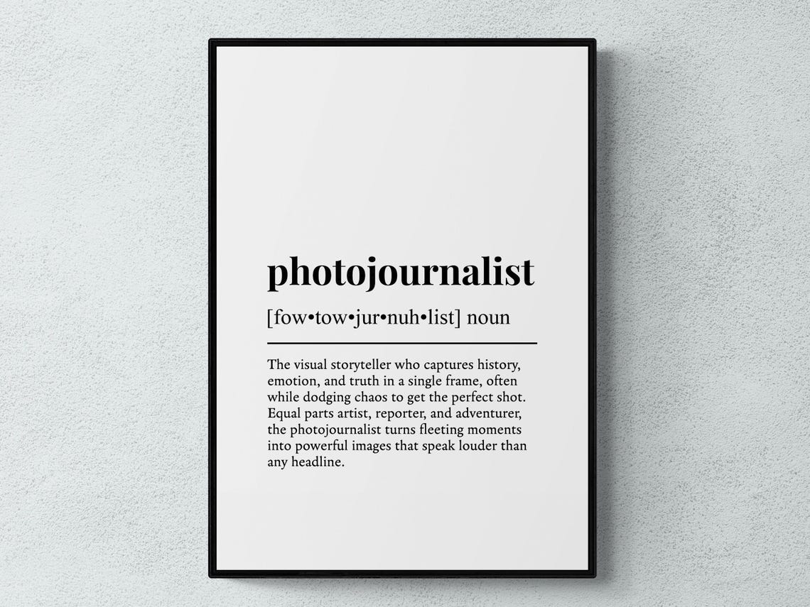 Photojournalist Dictionary Definition Minimalist Typography Poster