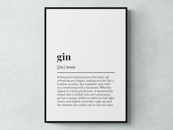 Gin Funny Definition Botanical Spirit Dictionary Humor Art Poster