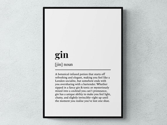 Gin Funny Definition Drink Gift Wall Art Print