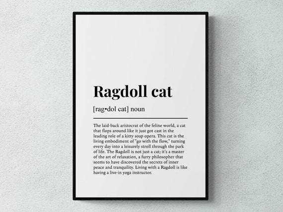 Ragdoll Cat Funny Definition Cat Wall Art Print