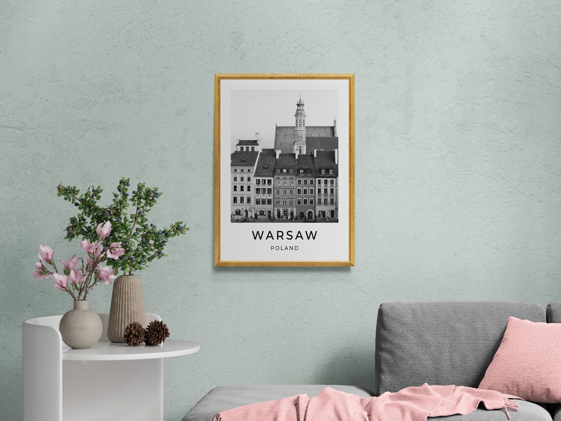 Warsaw Poland Old Town Castle Square Historic Row Houses Travel Poster - Image 2