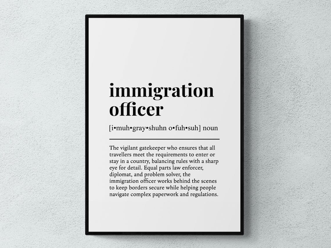 Immigration Officer Funny Definition Job Work Gift Wall Art Print