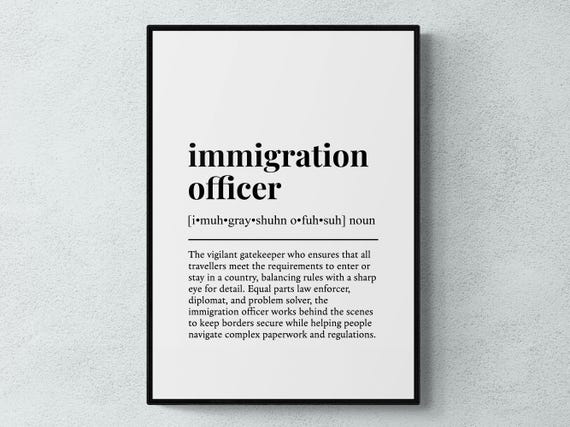 Immigration Officer Funny Definition Job Work Gift Wall Art Print