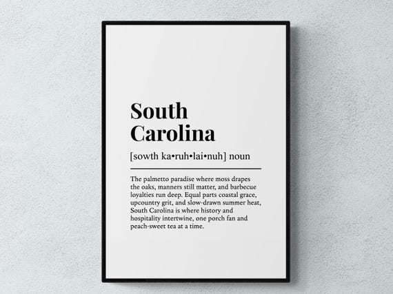 South Carolina Funny Definition Usa Gift Wall Art Print