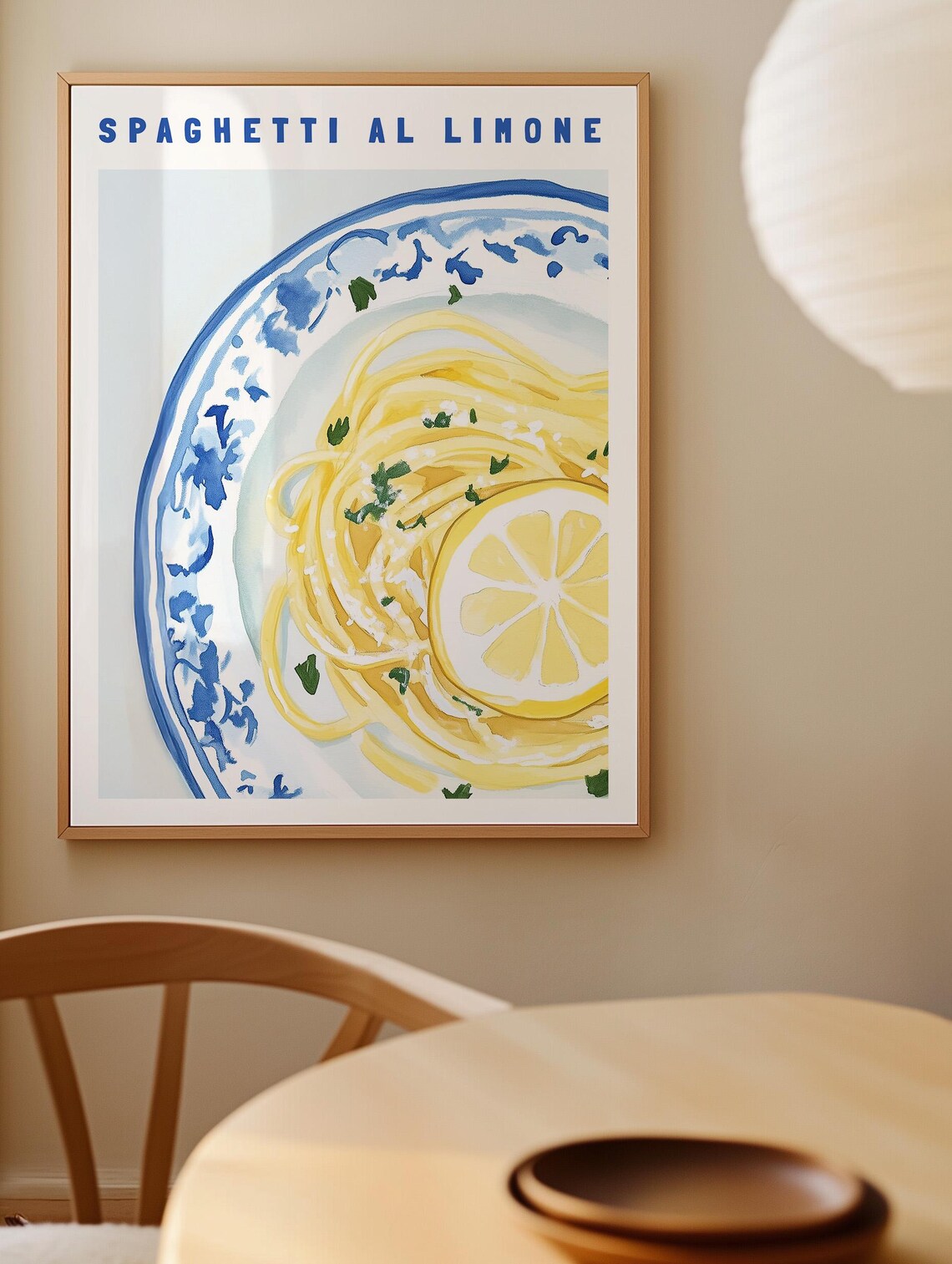 Spaghetti Al Limone Watercolor Italian Kitchen Pasta Dish Poster - Image 3