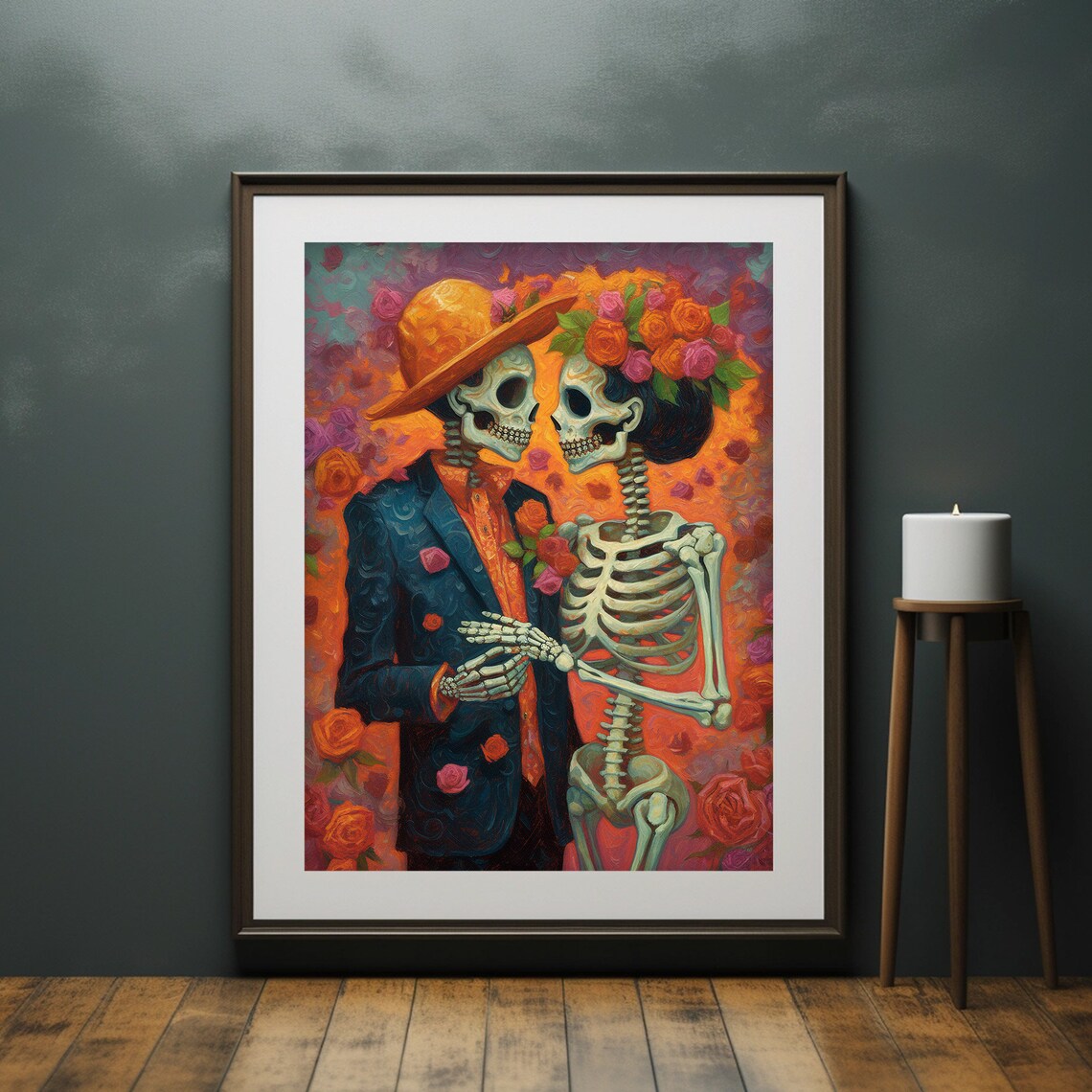 Dia De Los Muertos Couple Mexican Folk Art Poster - Image 6