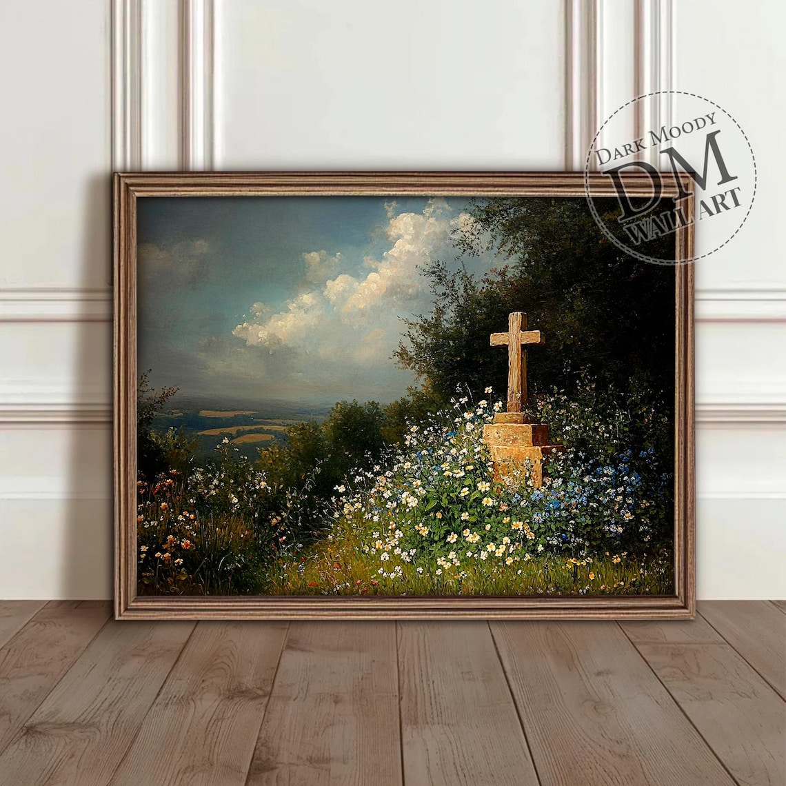 Rustic Cross Country Landscape Floral Art Print
